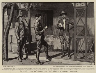 Życie B-P w Mafeking, gość wczesnym rankiem